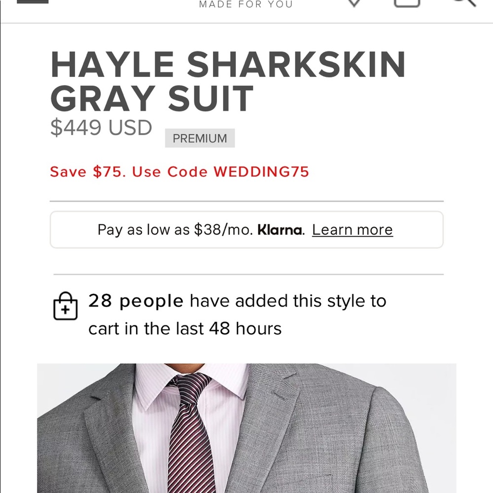 INDOCHINO Custom 3 Pc Hayle Sharkskin Gray Suit